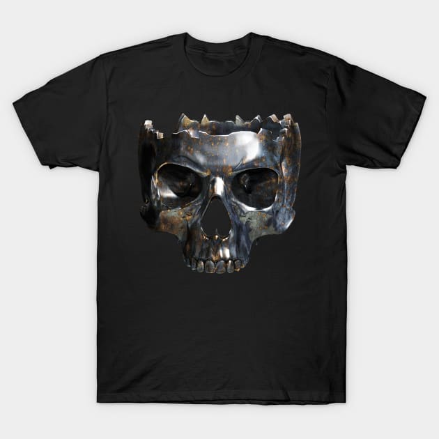 half Metal skull with rust T-Shirt by Hispaniola-Fineart